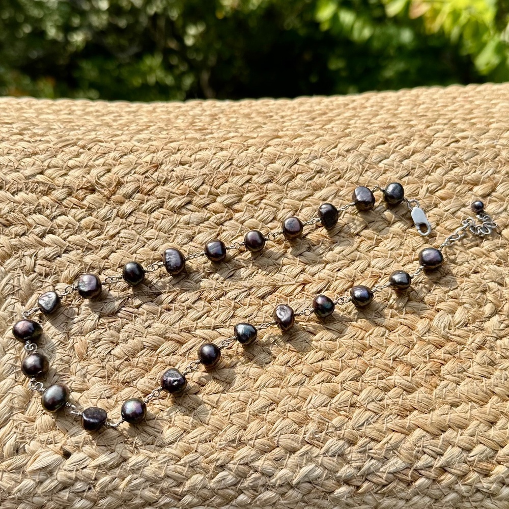 Silpada Sterling Silver with Fresh Water Black Iridescent Pearl Necklace N1183